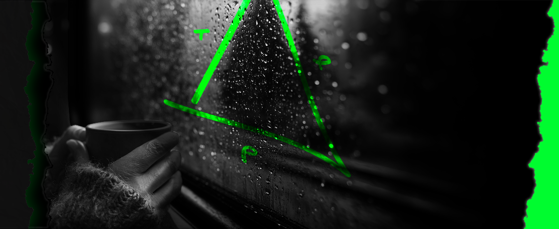 Raining outdoors, cup of tea